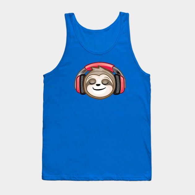 Smiling sloth face listen to music Tank Top by PnJ